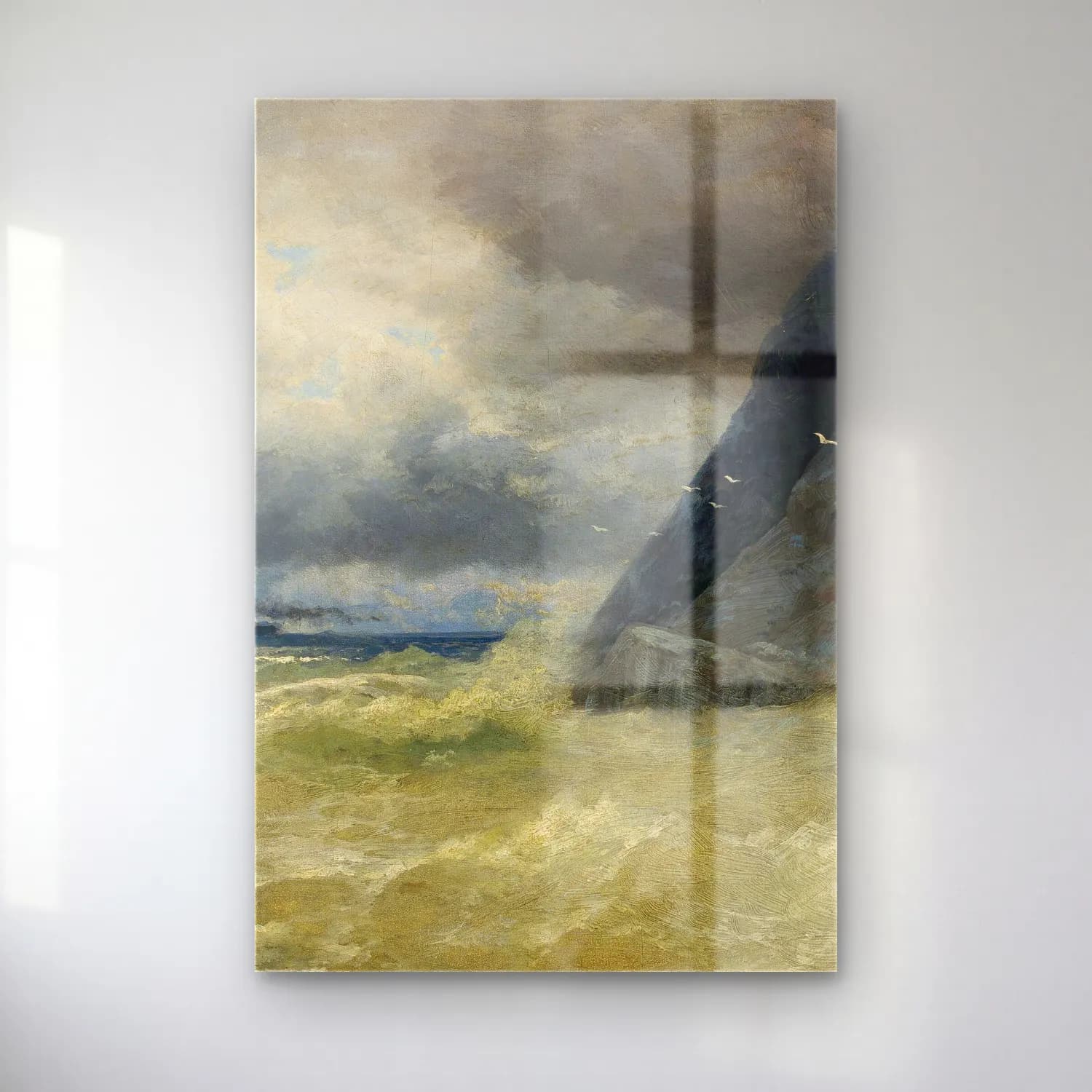 Konstantinovich Aivazovsky – Sea – Bej Tonlar cam tablo — Konstantinovich Aivazovsky – Sea – Bej Tonlar — yağlı boya fırtınalı denizde gemi