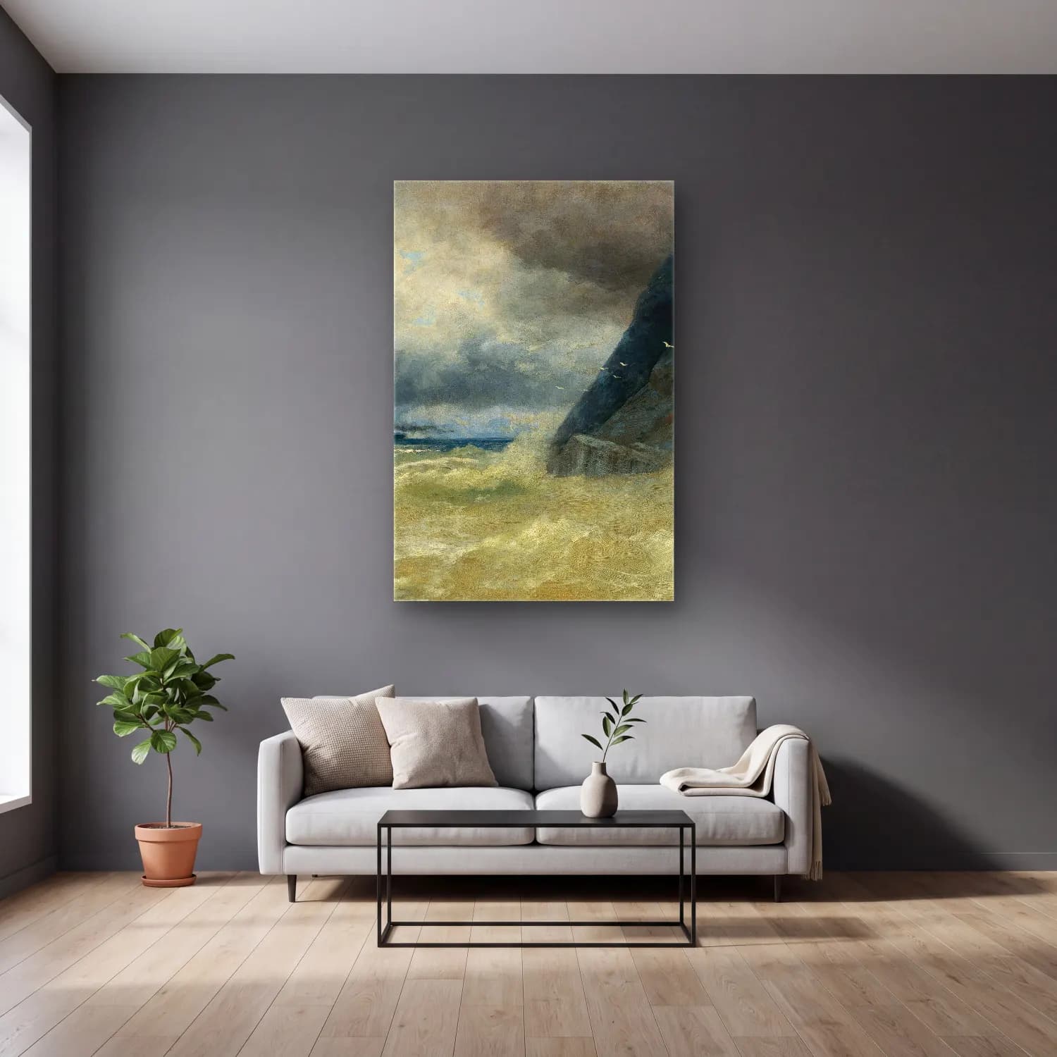 Konstantinovich Aivazovsky – Sea – Bej Tonlar cam tablo — gri duvarlı salonda