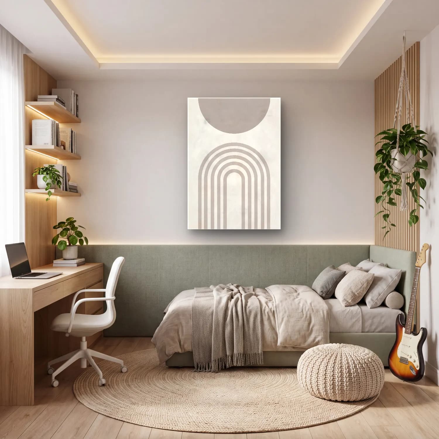 Bauhaus Soyut Kemer No. 15 cam tablo — genç odasında