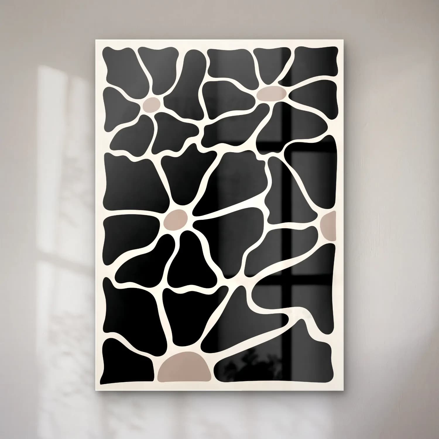 Siyah Beyaz Çiçek Deseni No. 10 cam tablo — Siyah Beyaz Çiçek Deseni No. 10 — siyah beyaz çiçek deseni