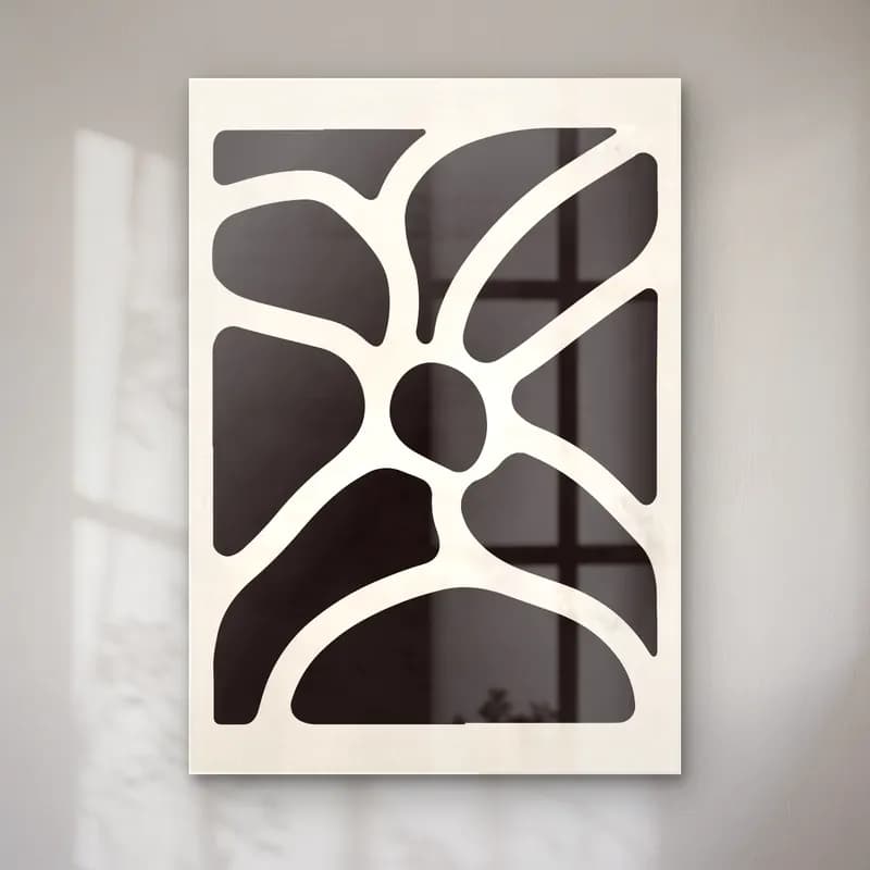 Siyah Beyaz Çiçek Deseni No. 11 cam tablo — Siyah Beyaz Çiçek Deseni No. 11 — siyah beyaz çiçek deseni