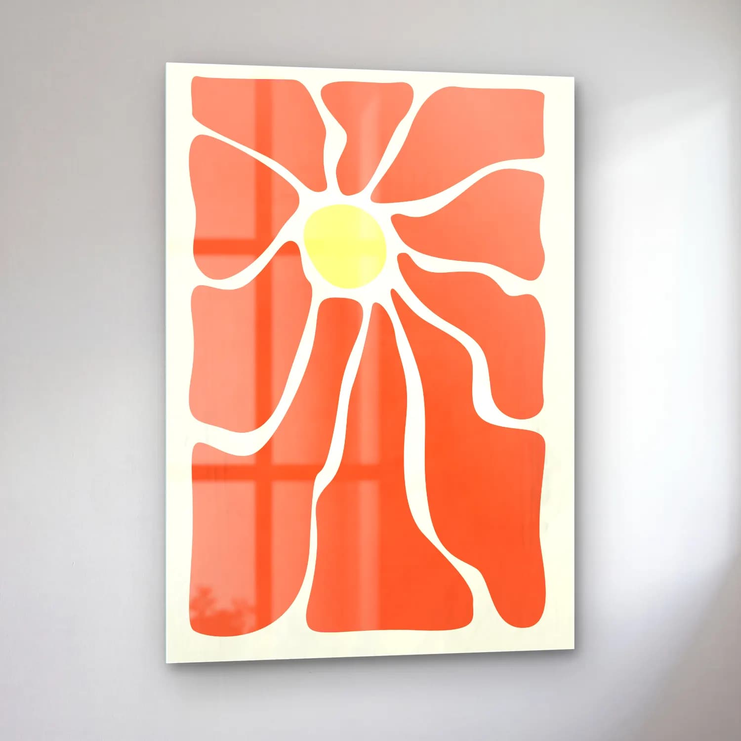 Retro Çiçek Deseni No. 142 cam tablo — sol açıdan görünüm