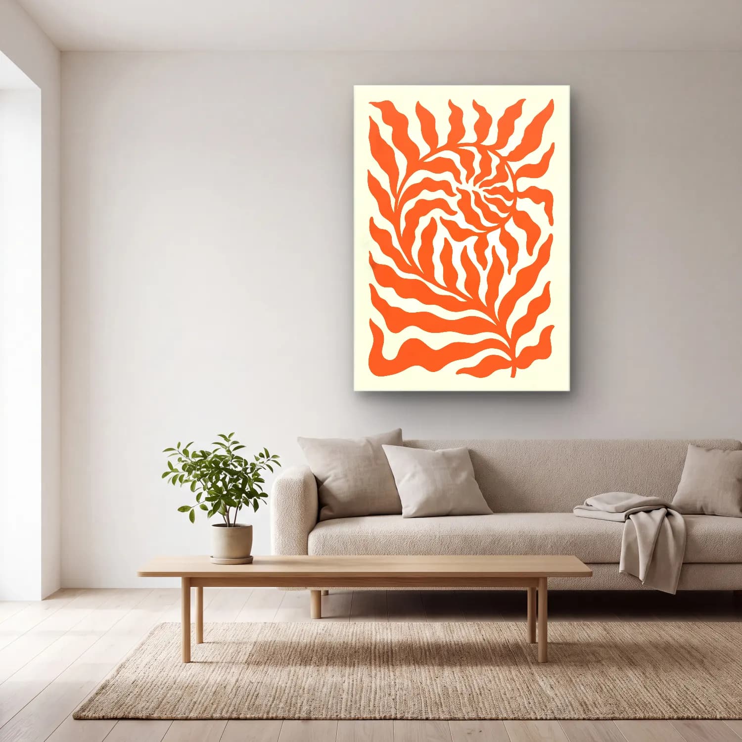 Boho Çiçek Deseni No. 61 cam tablo — açık renk salonda