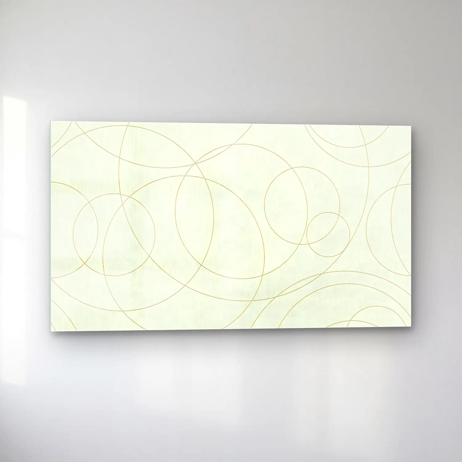 Çizgi Sanatı Geometrik Daireler No. 24 cam tablo — sol açıdan görünüm