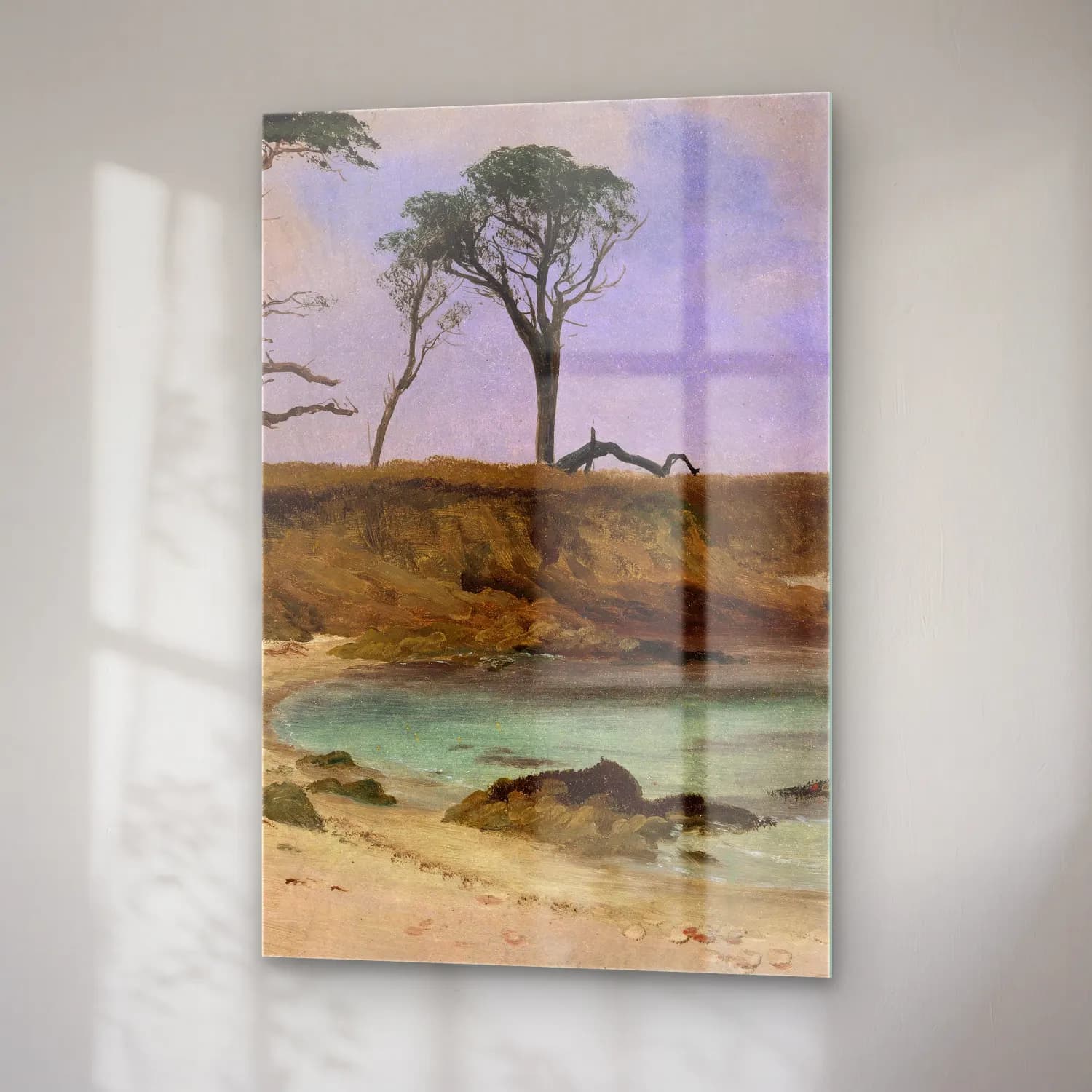 Albert Bierstadt – Sea Cove (ca. 1880–90) – Pastel Tonlar cam tablo — sağ açıdan görünüm