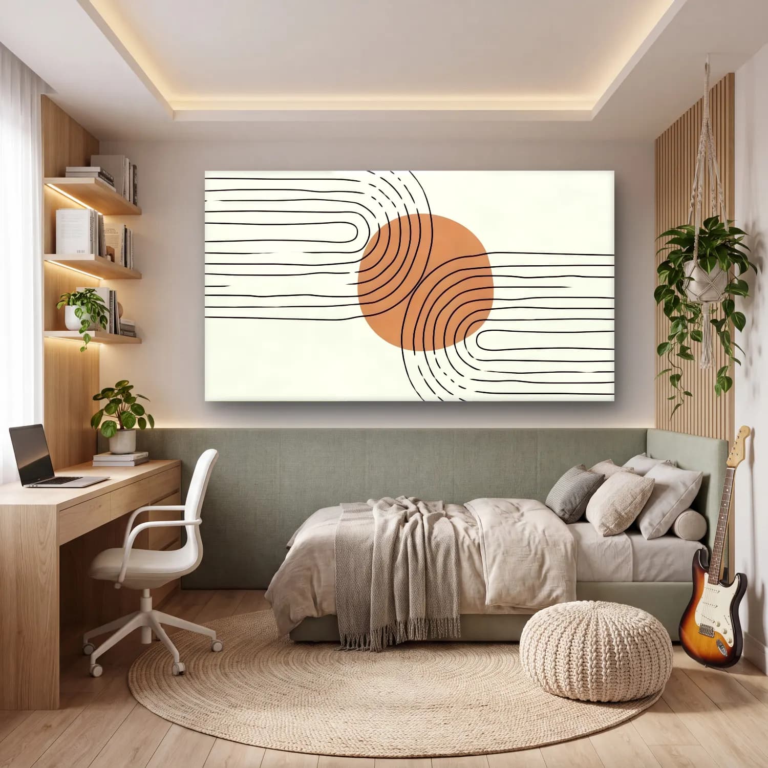 Çizgi Sanatı Geometrik Daireler No. 25 cam tablo — genç odasında
