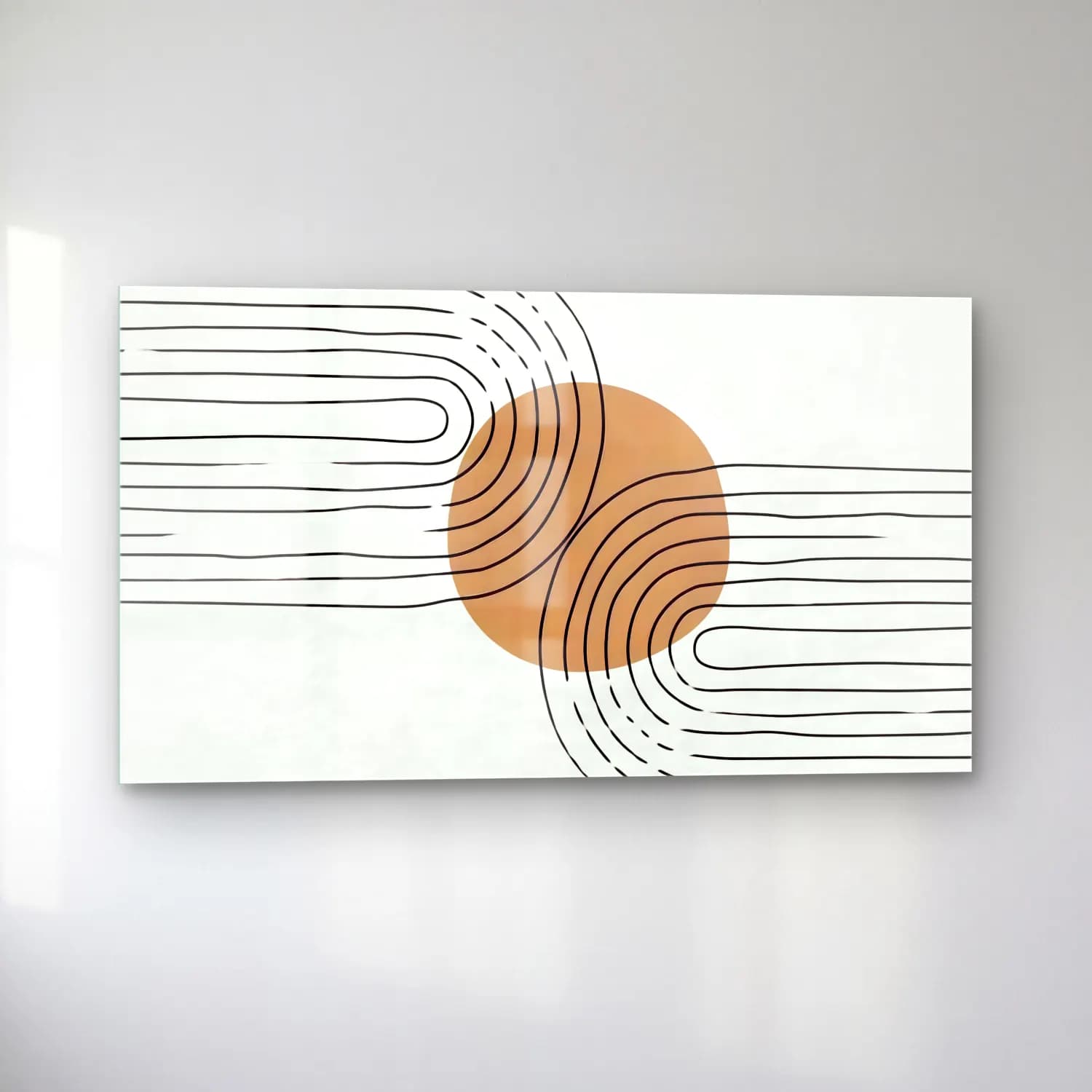 Çizgi Sanatı Geometrik Daireler No. 25 cam tablo — sol açıdan görünüm