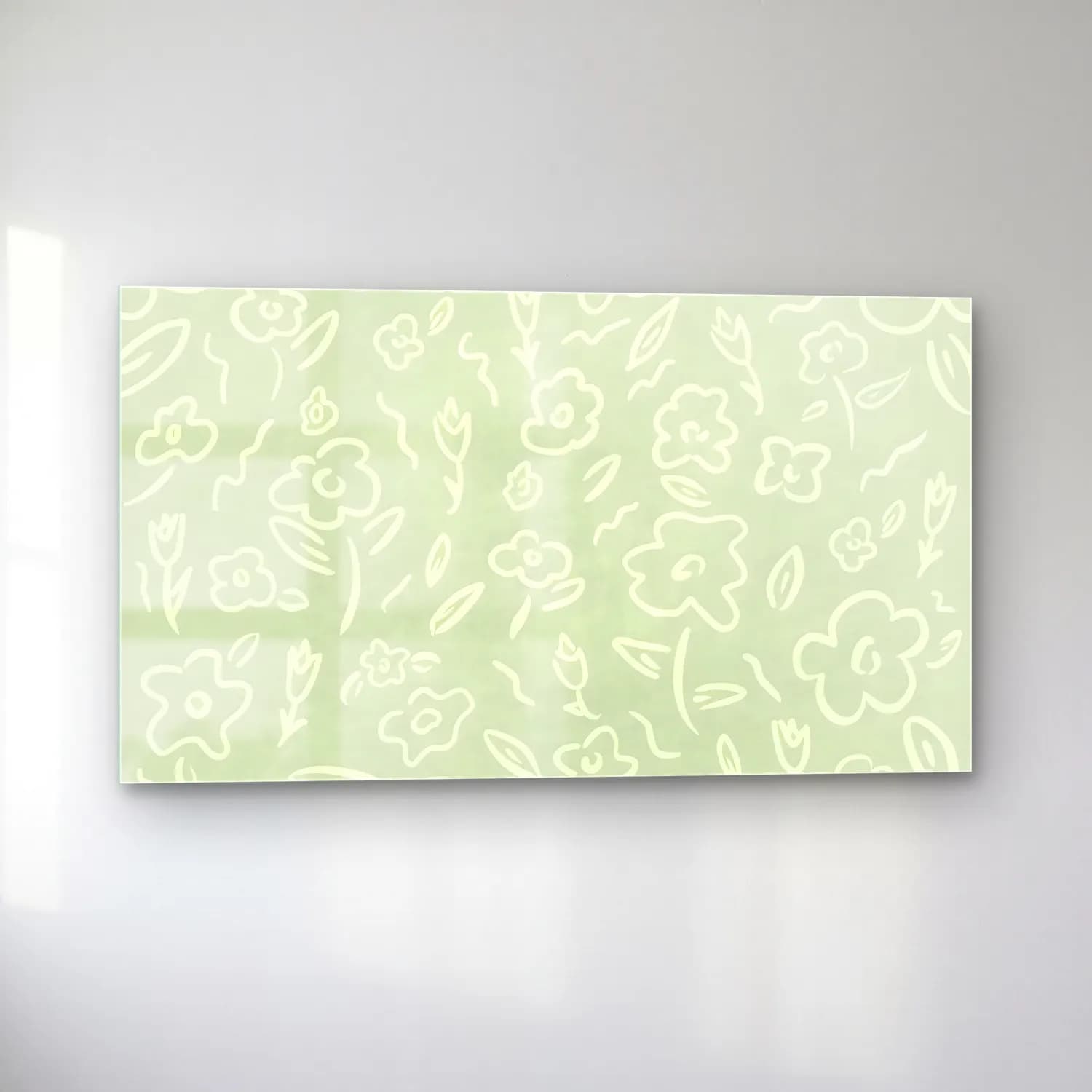 Pastel Çiçek Deseni No. 184 cam tablo — sol açıdan görünüm