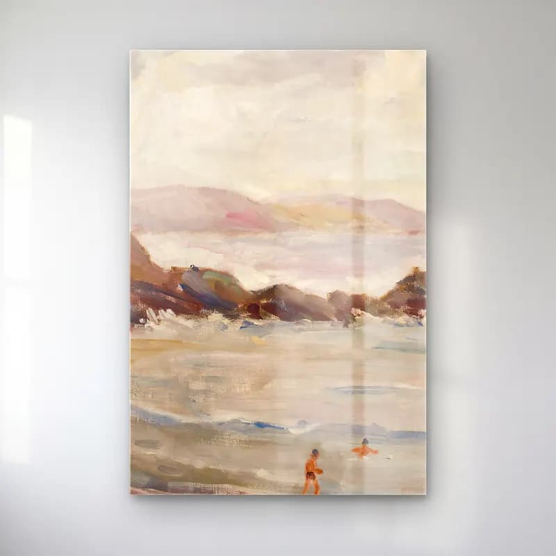 Alfred William Finch – Looen rantaa – Pastel Tonlar cam tablo — Alfred William Finch – Looen rantaa – Pastel Tonlar — empresyonist dalgalı sahil