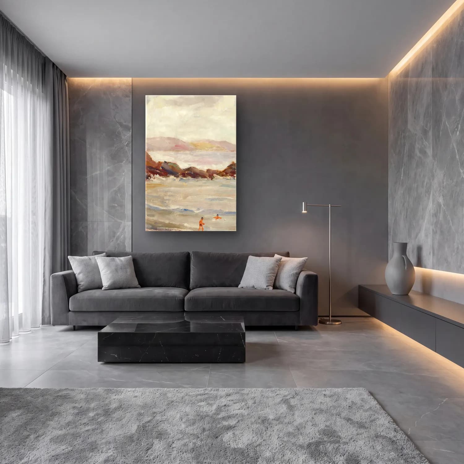 Alfred William Finch – Looen rantaa – Pastel Tonlar cam tablo — lüks salon duvarında