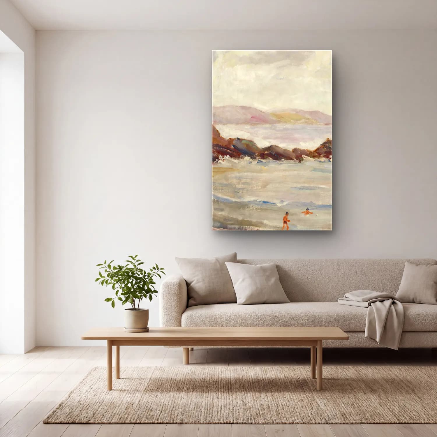 Alfred William Finch – Looen rantaa – Pastel Tonlar cam tablo — açık renk salonda