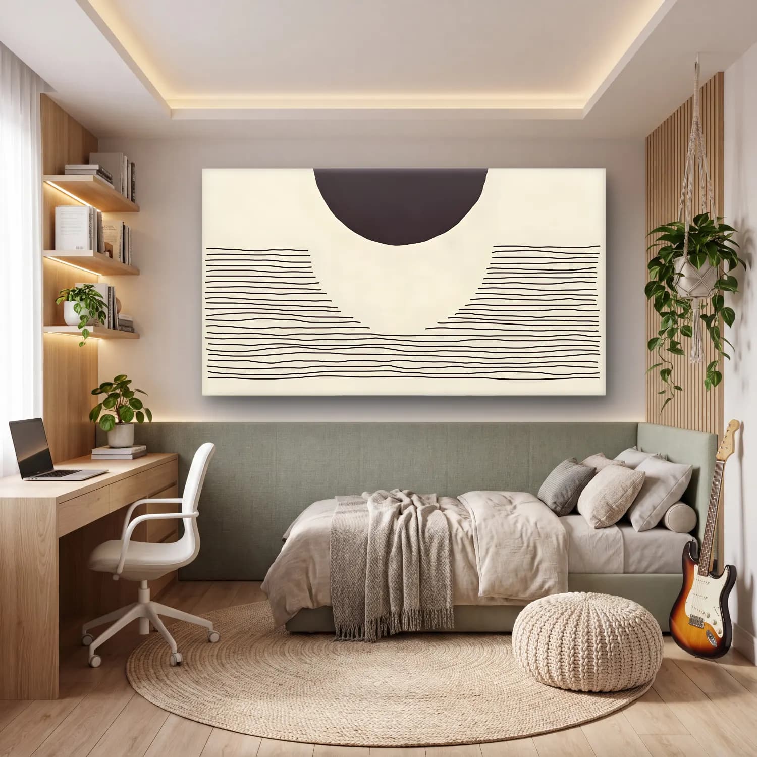 Çizgi Sanatı Geometrik Daireler No. 27 cam tablo — genç odasında