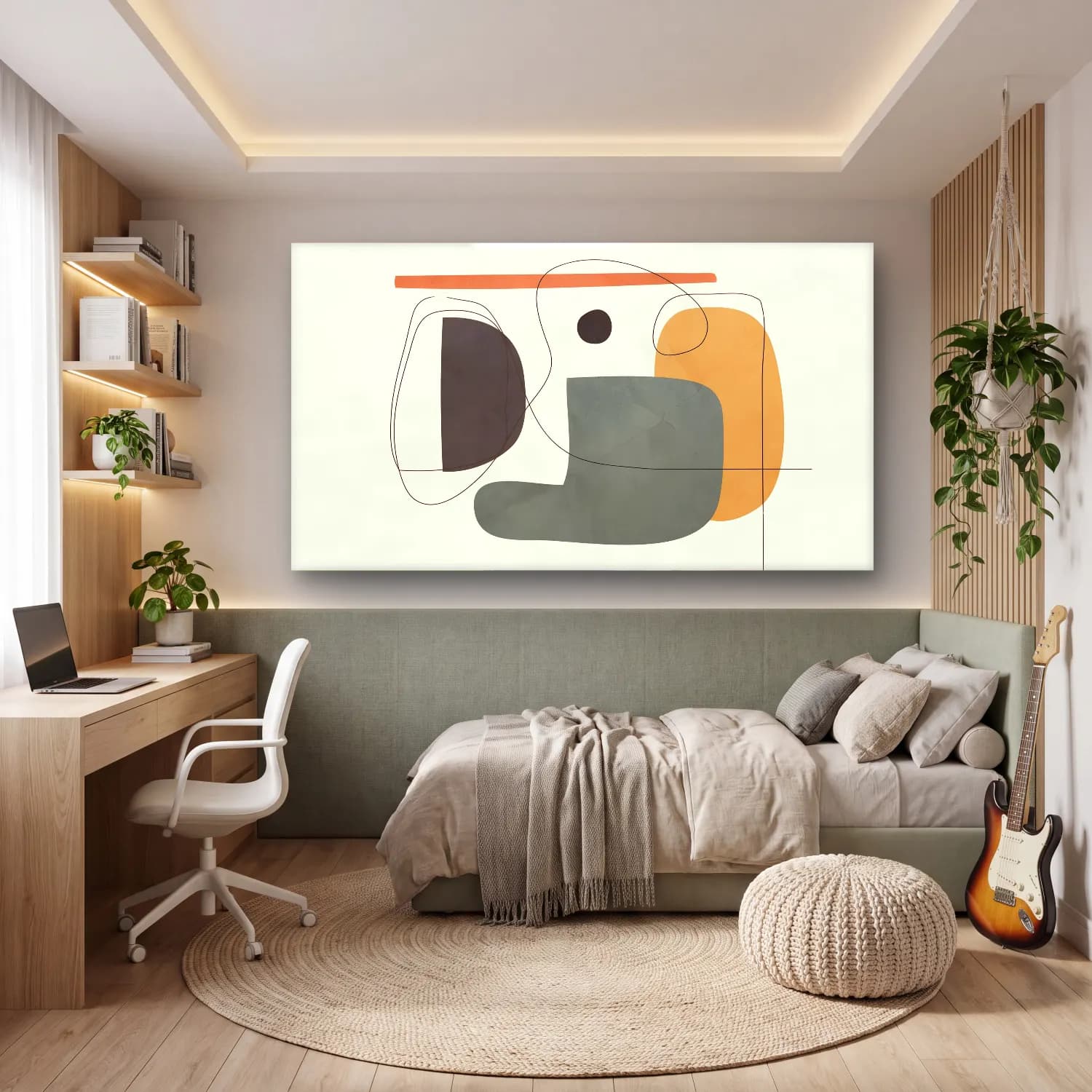 Modern Soyut Formlar No. 30 cam tablo — genç odasında
