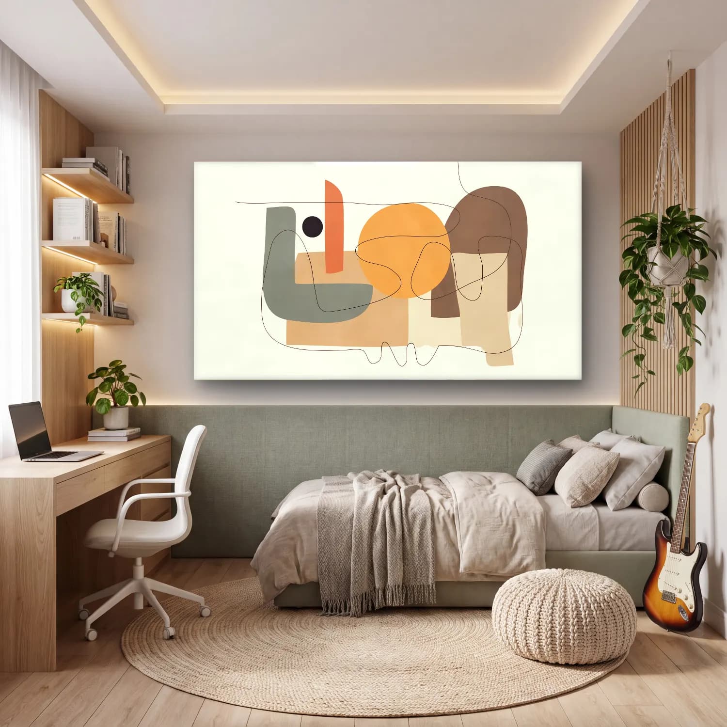 Modern Soyut Formlar No. 31 cam tablo — genç odasında
