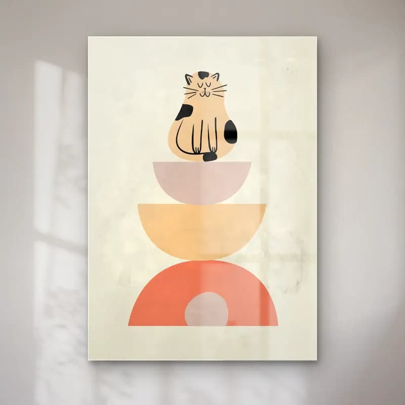 Boho Kedi – Bej Tonlar cam tablo — Boho Kedi – Bej Tonlar — boho kedi