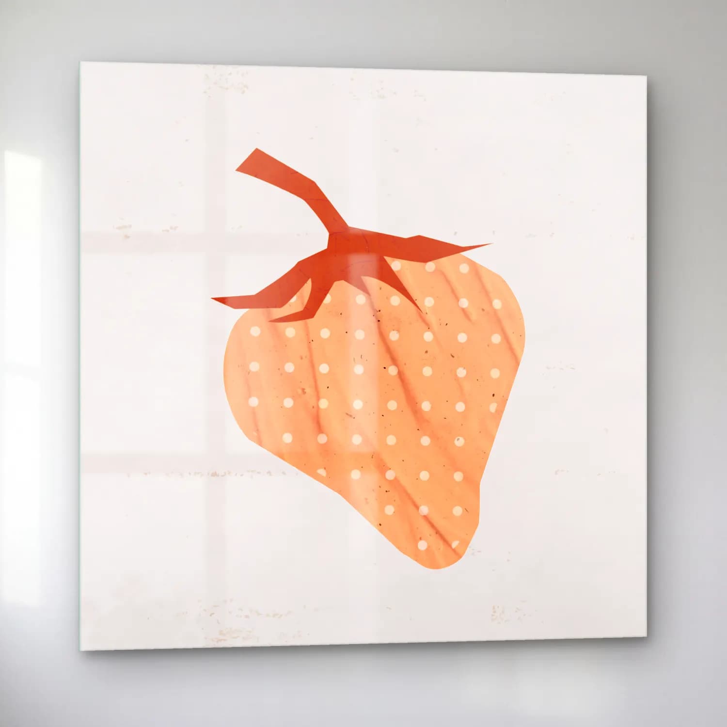 Pastel Çilekler No. 10 cam tablo — sol açıdan görünüm