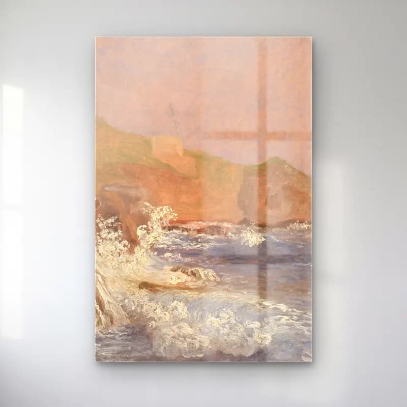 Christen Købke – Rough Sea on a Rocky Coast, Capri cam tablo — Christen Købke – Rough Sea on a Rocky Coast, Capri — empresyonist dalgalı sahil