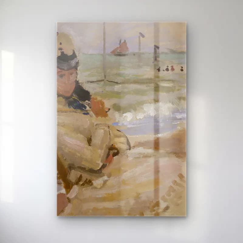 Claude Monet – Camille on the Beach in Trouville cam tablo — Claude Monet – Camille on the Beach in Trouville — empresyonist sahilde i̇nsanlar