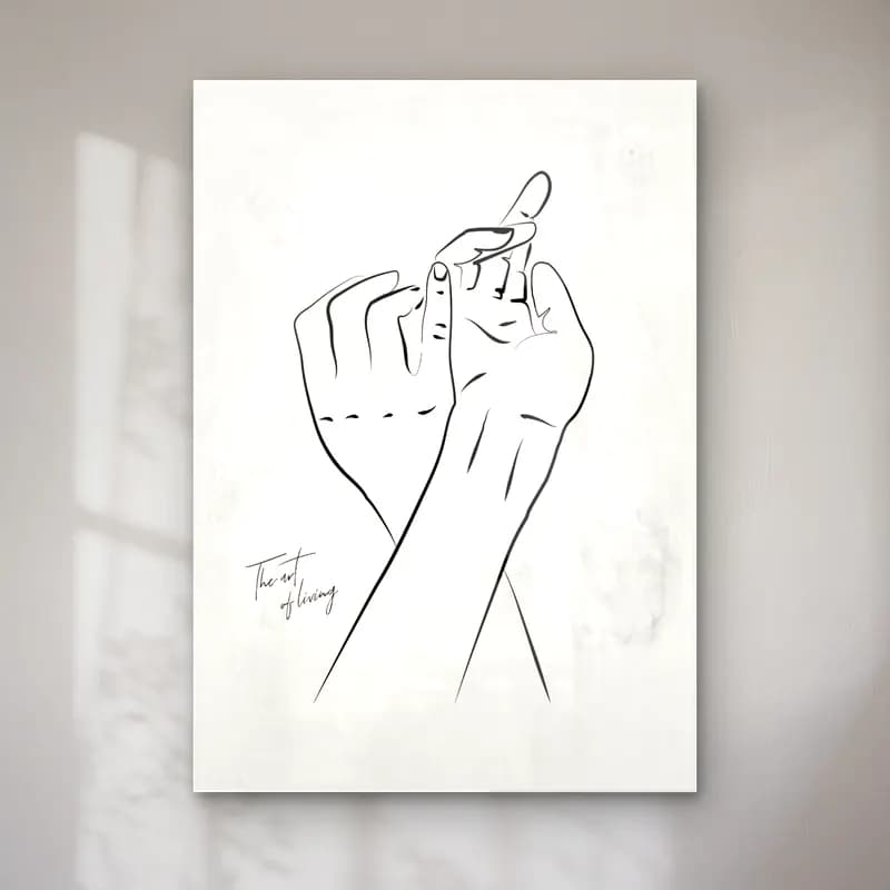 Çizgi Sanatı Eller No. 3 cam tablo — Çizgi Sanatı Eller No. 3 — çizgi sanatı eller
