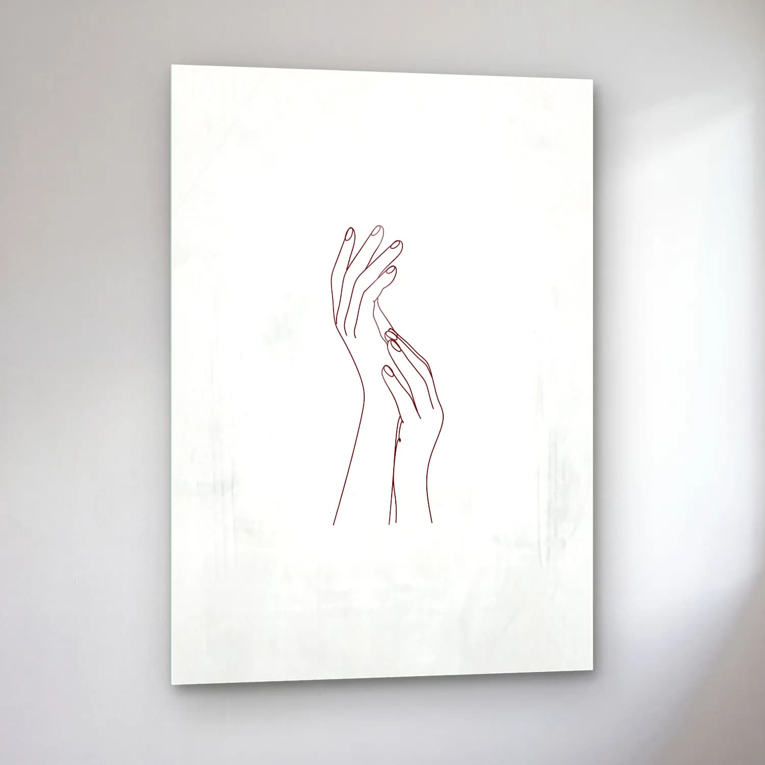 Çizgi Sanatı Eller No. 5 cam tablo — sol açıdan görünüm