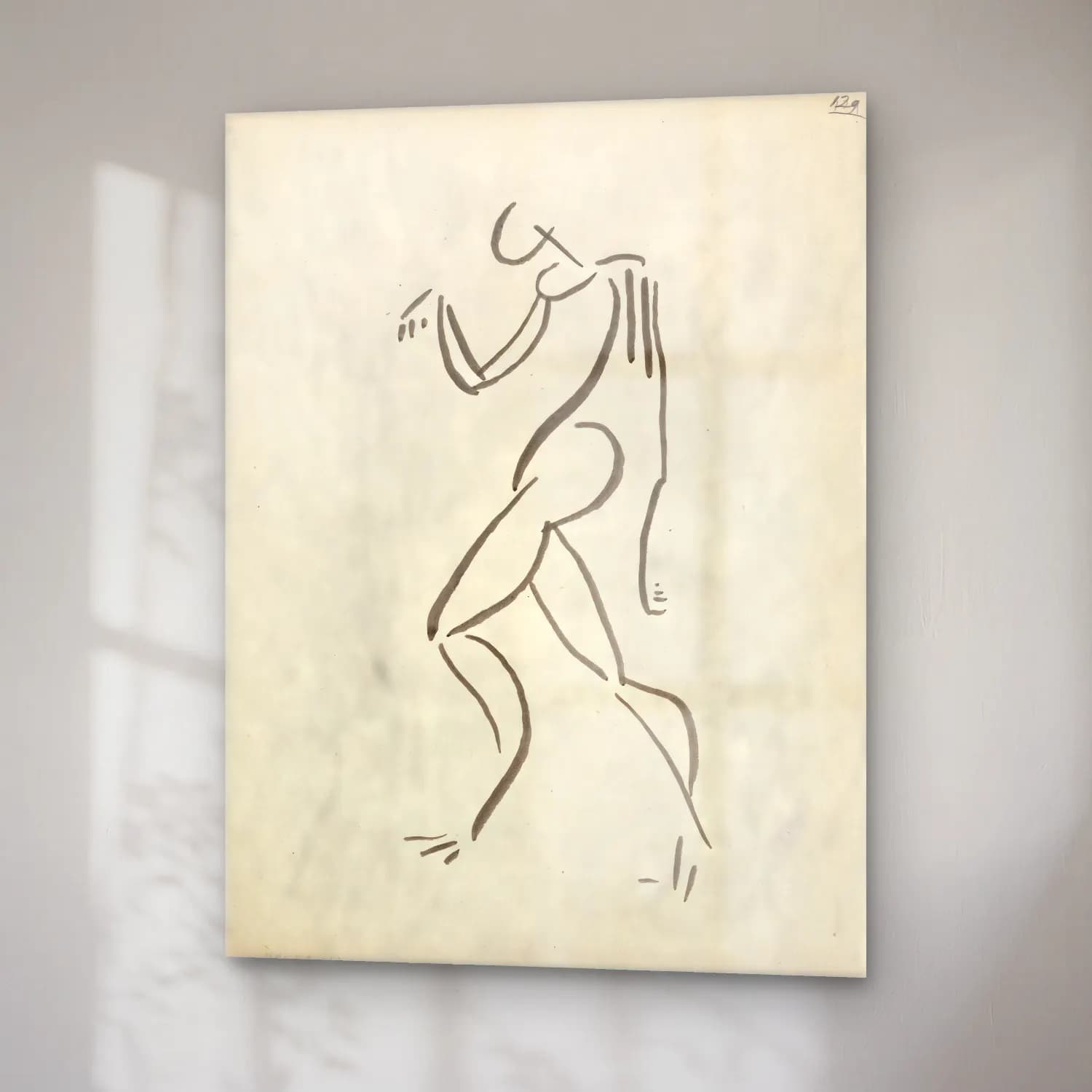 Çizgi Sanatı Figür Çalışması No. 18 cam tablo — sağ açıdan görünüm