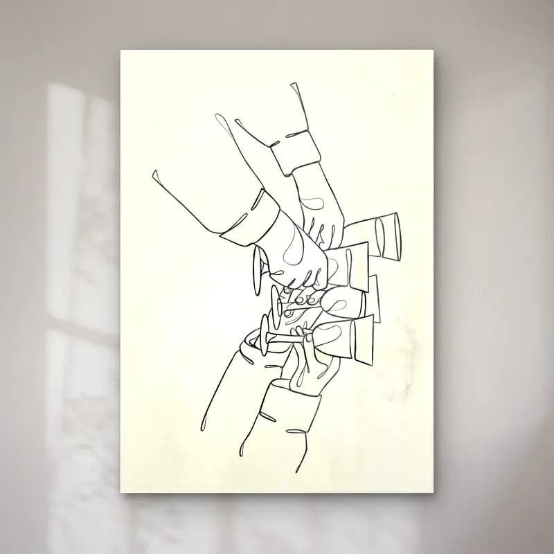 Çizgi Sanatı Eller No. 7 cam tablo — Çizgi Sanatı Eller No. 7 — çizgi sanatı eller