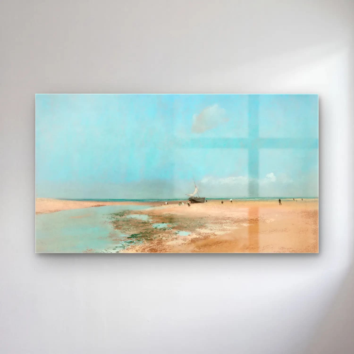 Edgar Degas – Beach At Low Tide Mouth Of The River cam tablo — Edgar Degas – Beach At Low Tide Mouth Of The River — empresyonist sahilde i̇nsanlar