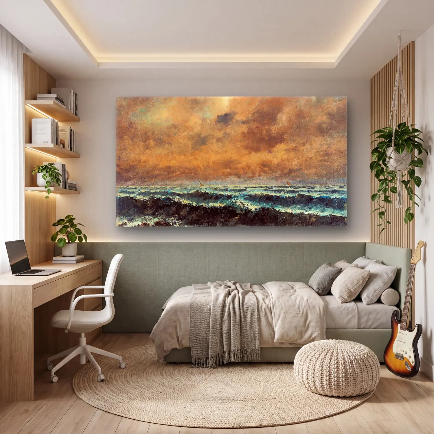 Gustave Courbet – Autumn Sea cam tablo — genç odasında