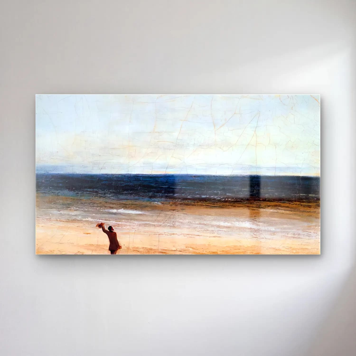 Gustave Courbet – The Sea at Palavas cam tablo — Gustave Courbet – The Sea at Palavas — empresyonist sahilde i̇nsanlar