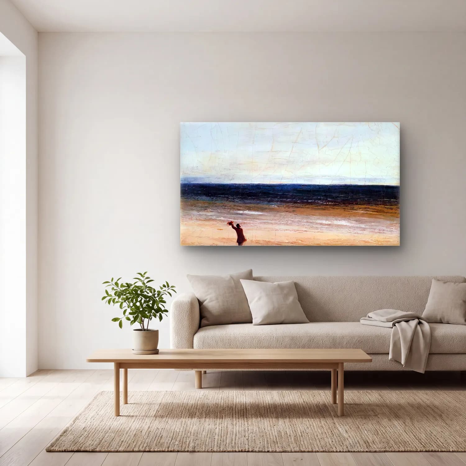 Gustave Courbet – The Sea at Palavas cam tablo — açık renk salonda