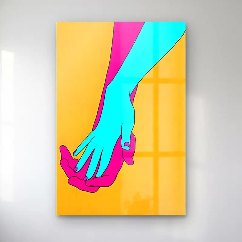 Pop Art Eller – Turkuaz Tonlar cam tablo — Pop Art Eller – Turkuaz Tonlar — pop art eller