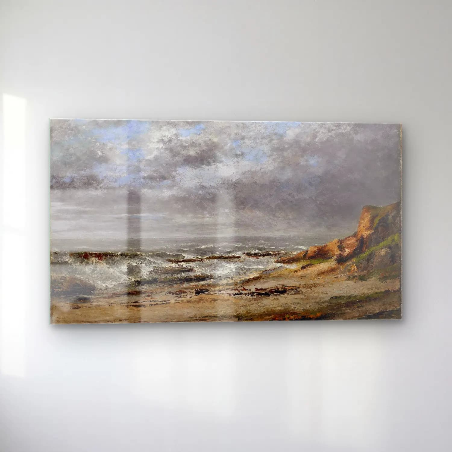 Gustave Courbet – View of a rough sea near a cliff (after 1873) cam tablo — sol açıdan görünüm