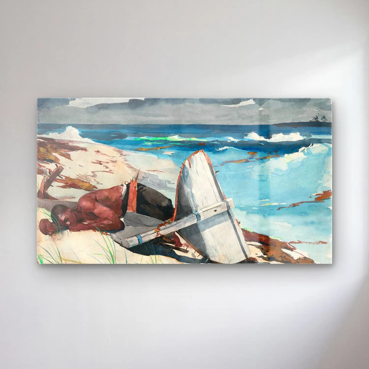 Winslow Homer – After the Hurricane, Bahamas cam tablo — Winslow Homer – After the Hurricane, Bahamas — suluboya dalgalı sahil