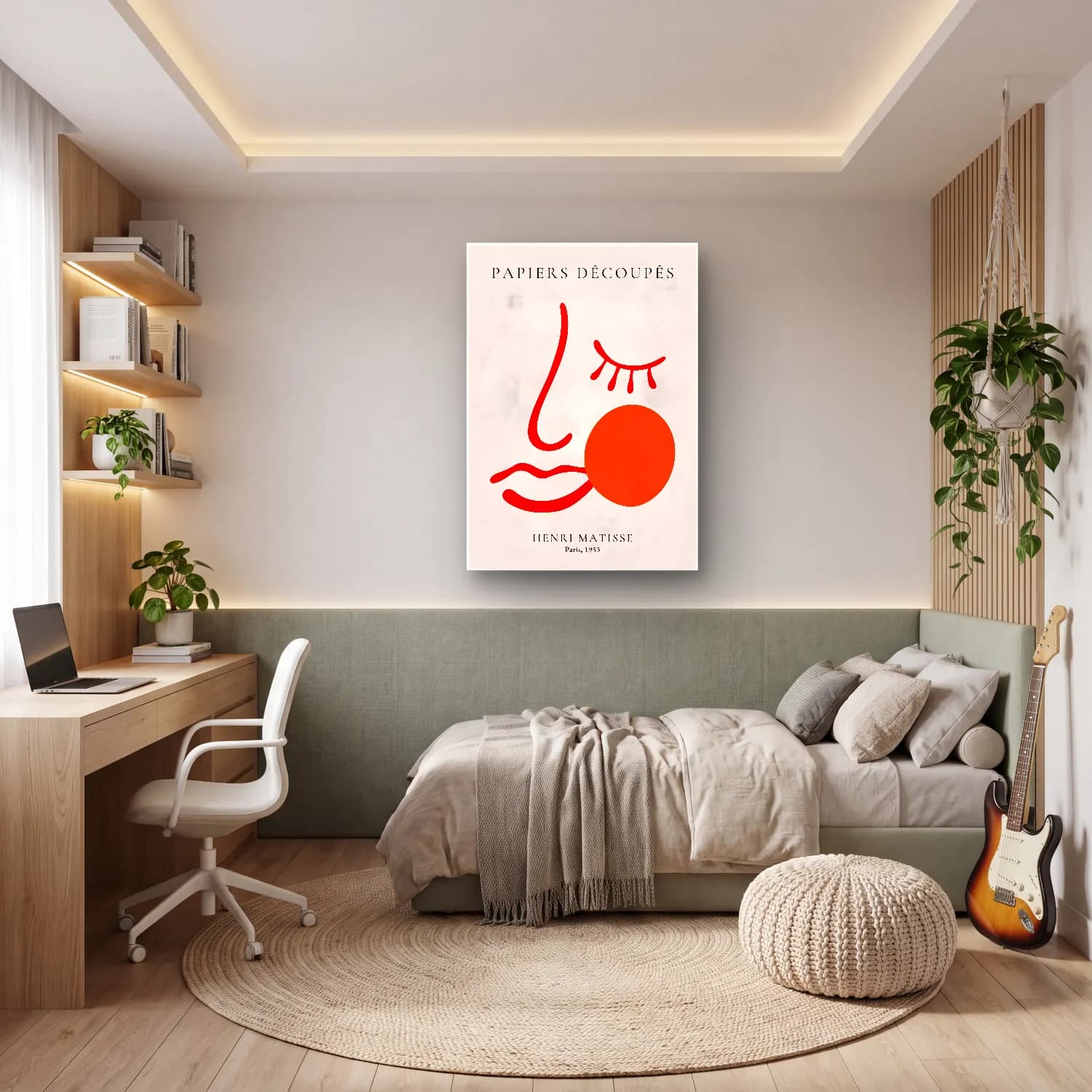 Çizgi Sanatı Soyut Yüz No. 10 cam tablo — genç odasında