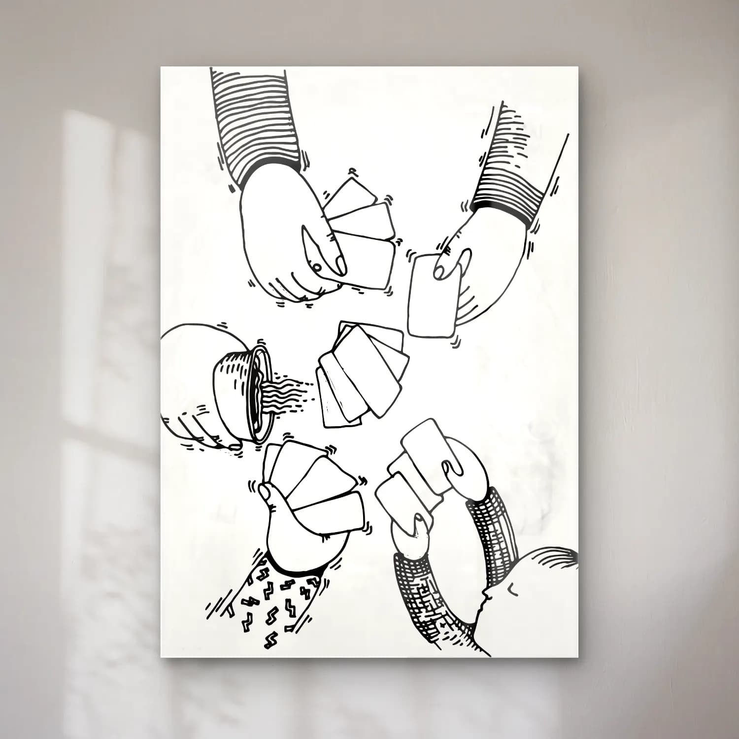 Çizgi Sanatı Eller No. 15 cam tablo — Çizgi Sanatı Eller No. 15 — çizgi sanatı eller