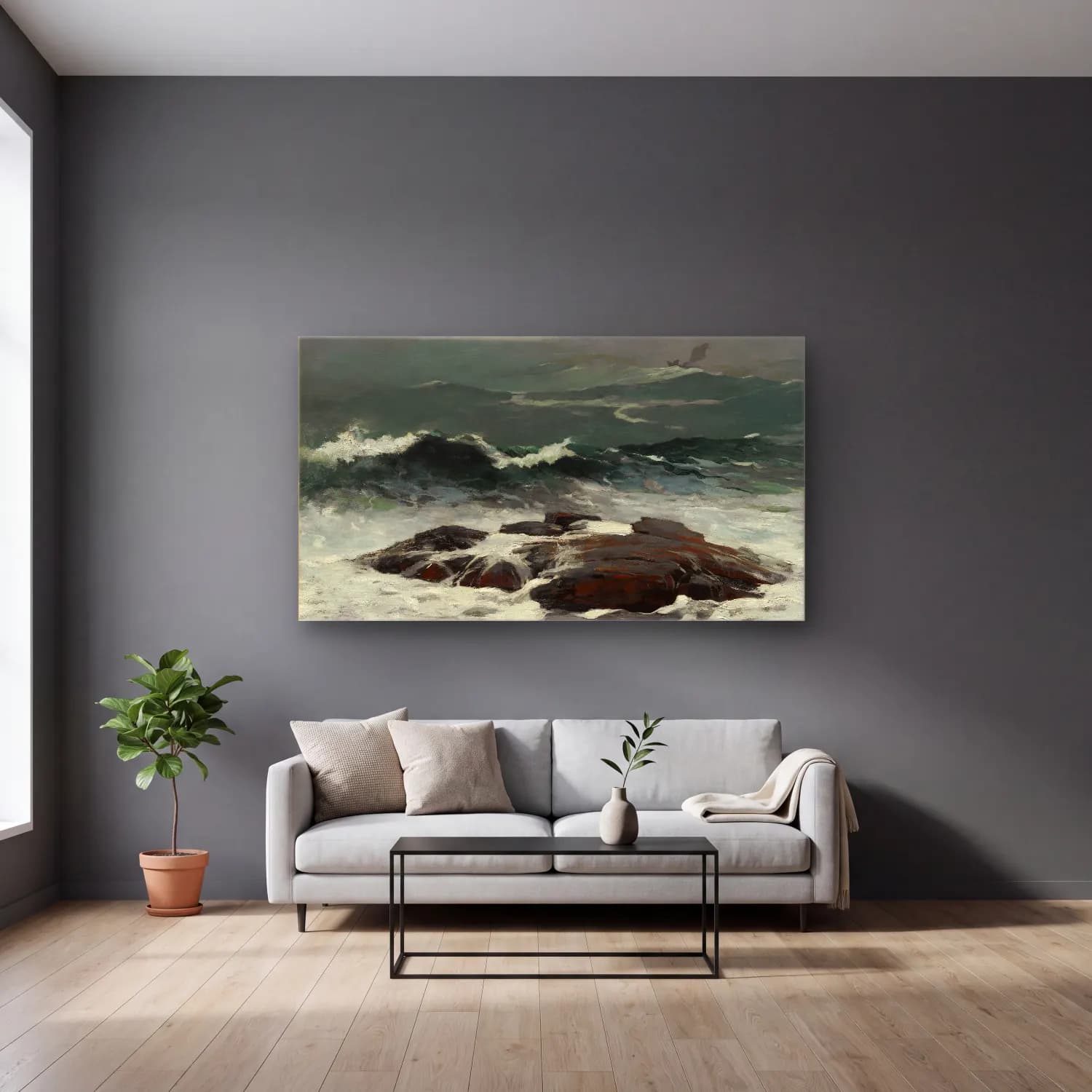 Winslow Homer – Summer Squall cam tablo — gri duvarlı salonda