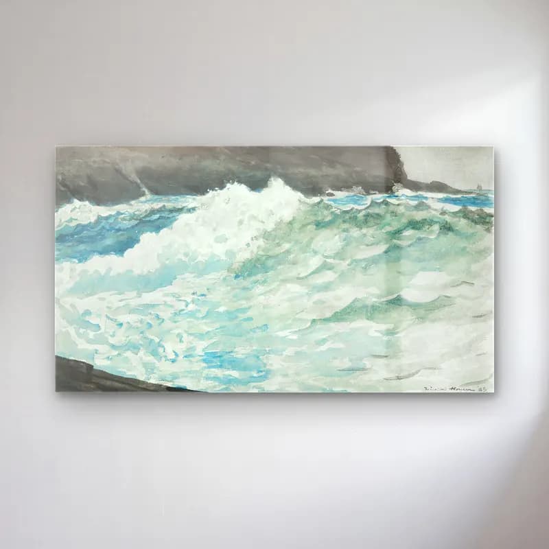 Winslow Homer – Surf, Prout s NECK cam tablo — Winslow Homer – Surf, Prout s NECK — suluboya dalgalı sahil