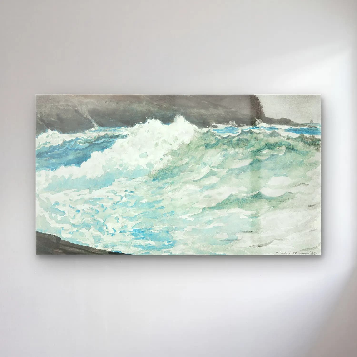 Winslow Homer – Surf, Prout s NECK cam tablo — Winslow Homer – Surf, Prout s NECK — suluboya dalgalı sahil