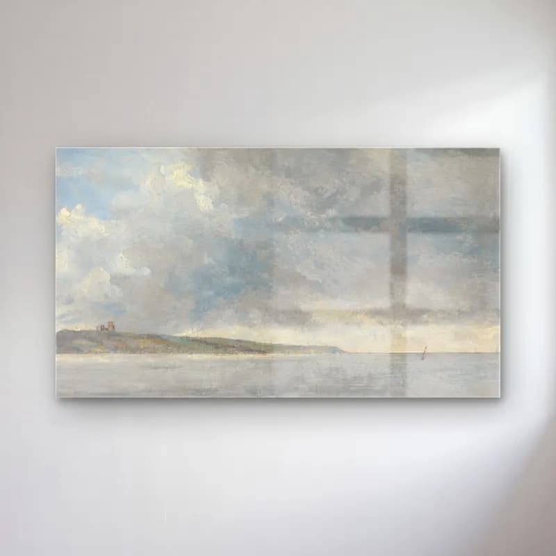 John Constable – Coastal Scene with Cliffs cam tablo — John Constable – Coastal Scene with Cliffs — empresyonist bulutlu gökyüzü