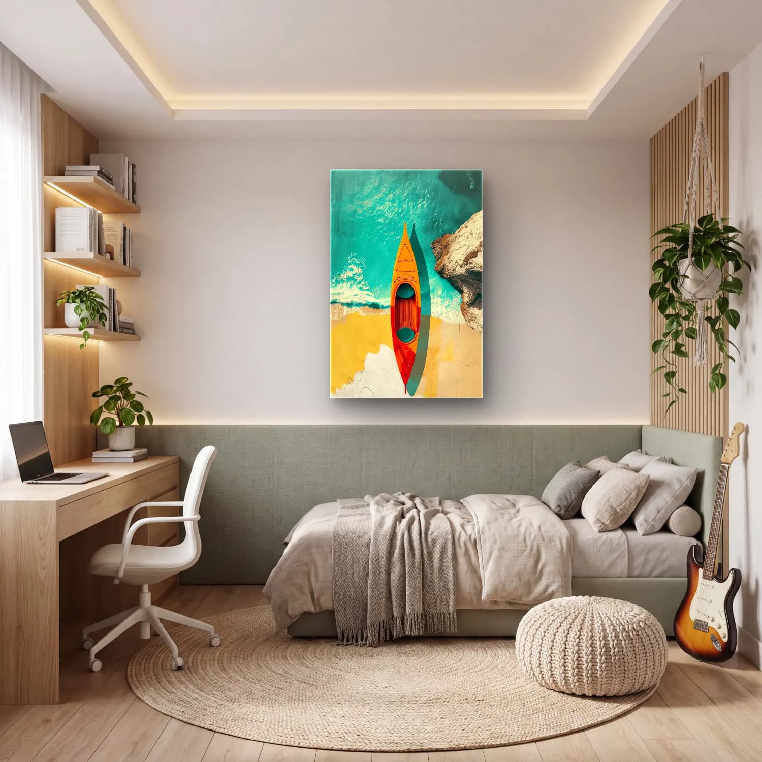 Boho Sörf cam tablo — genç odasında