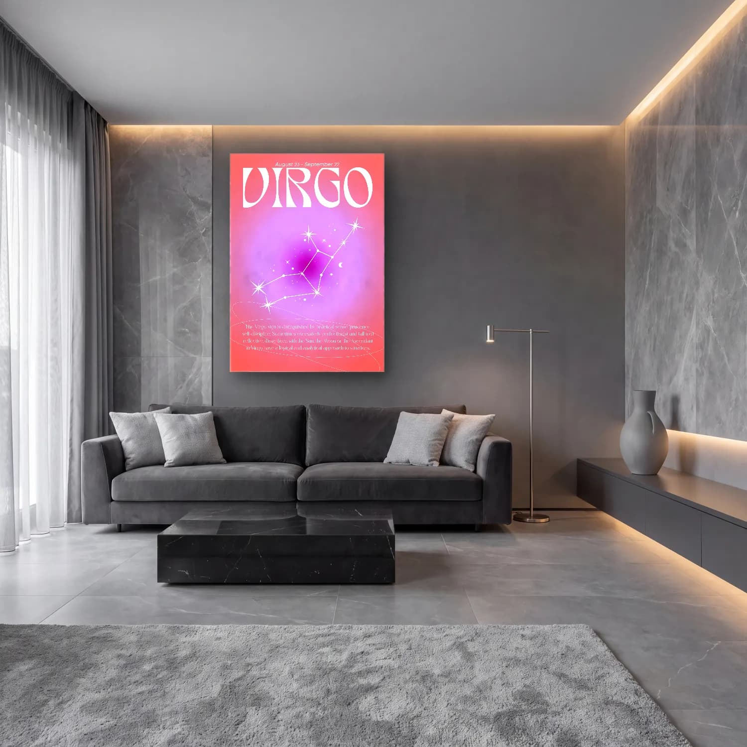 Vintage Poster Gök Haritası – Pembe Tonlar cam tablo — lüks salon duvarında