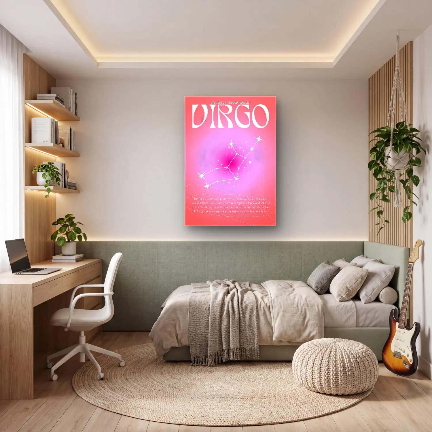 Vintage Poster Gök Haritası – Pembe Tonlar cam tablo — genç odasında