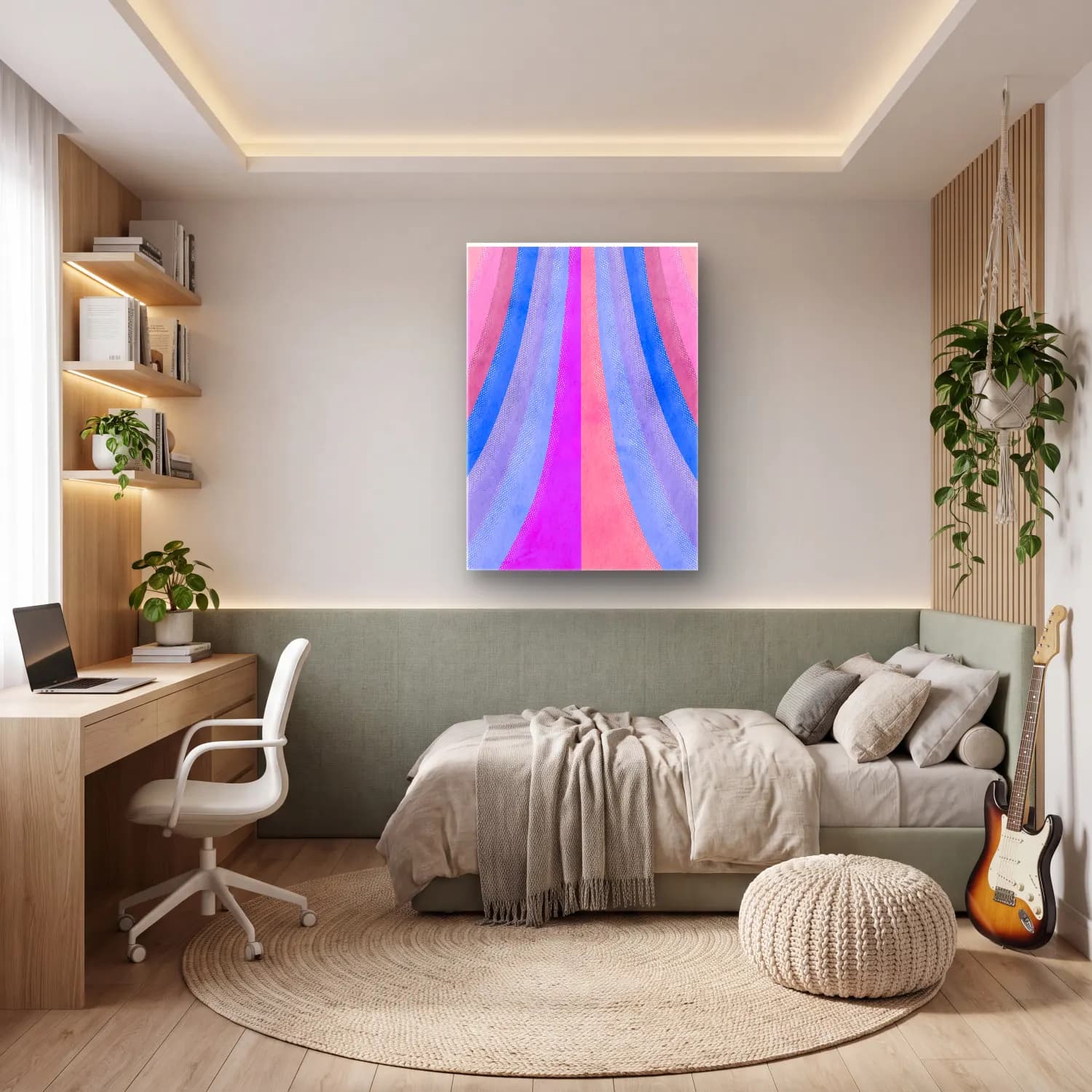 Pastel Renk Alanları No. 37 cam tablo — genç odasında