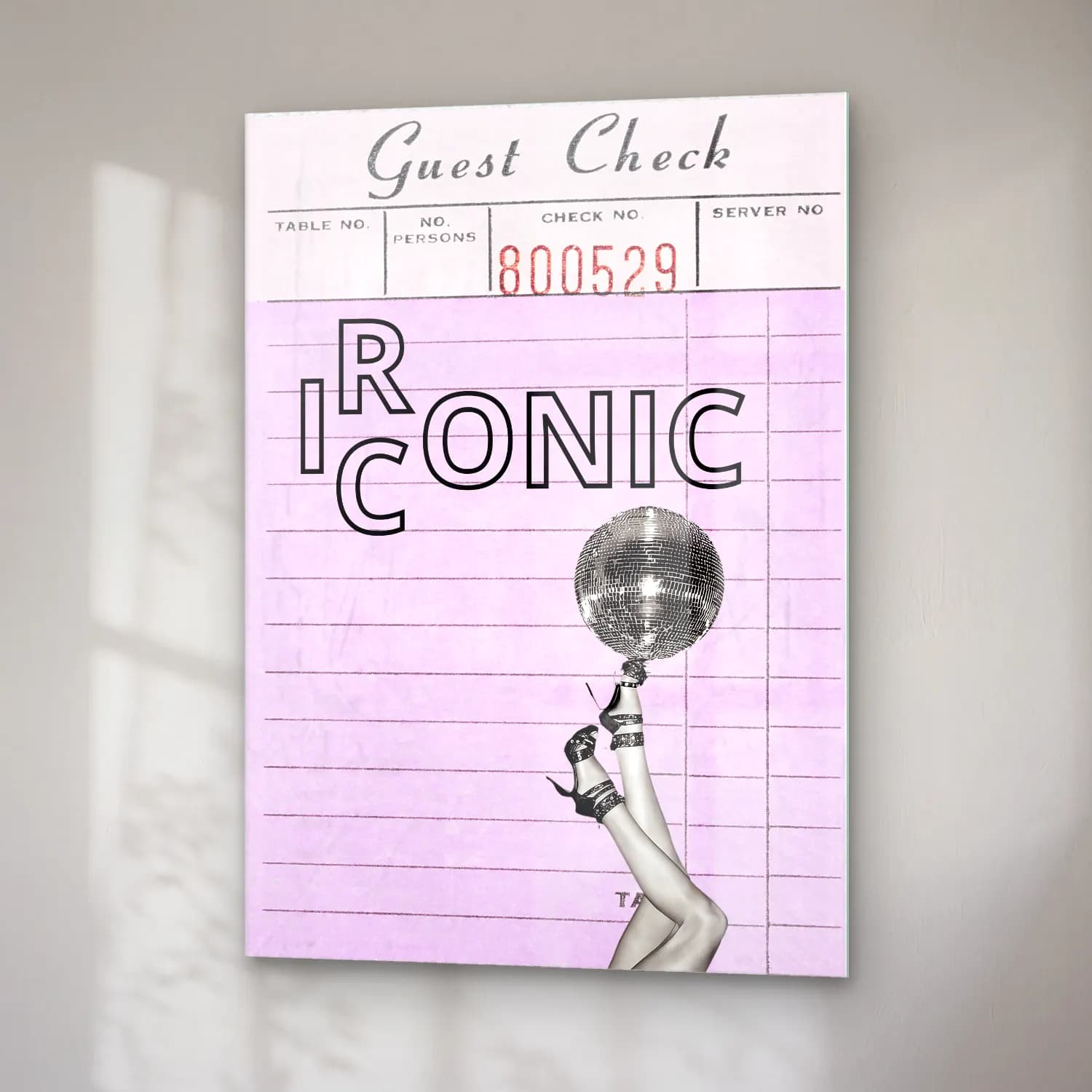 Vintage Poster Plak – Pembe Tonlar cam tablo — sağ açıdan görünüm