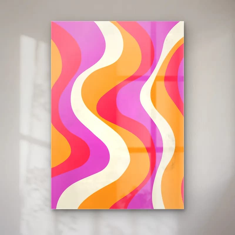 MAXIMALIST ECLECTIC – Dalgalı Çizgiler No. 4 cam tablo — MAXIMALIST ECLECTIC – Dalgalı Çizgiler No. 4 — retro dalgalı çizgiler