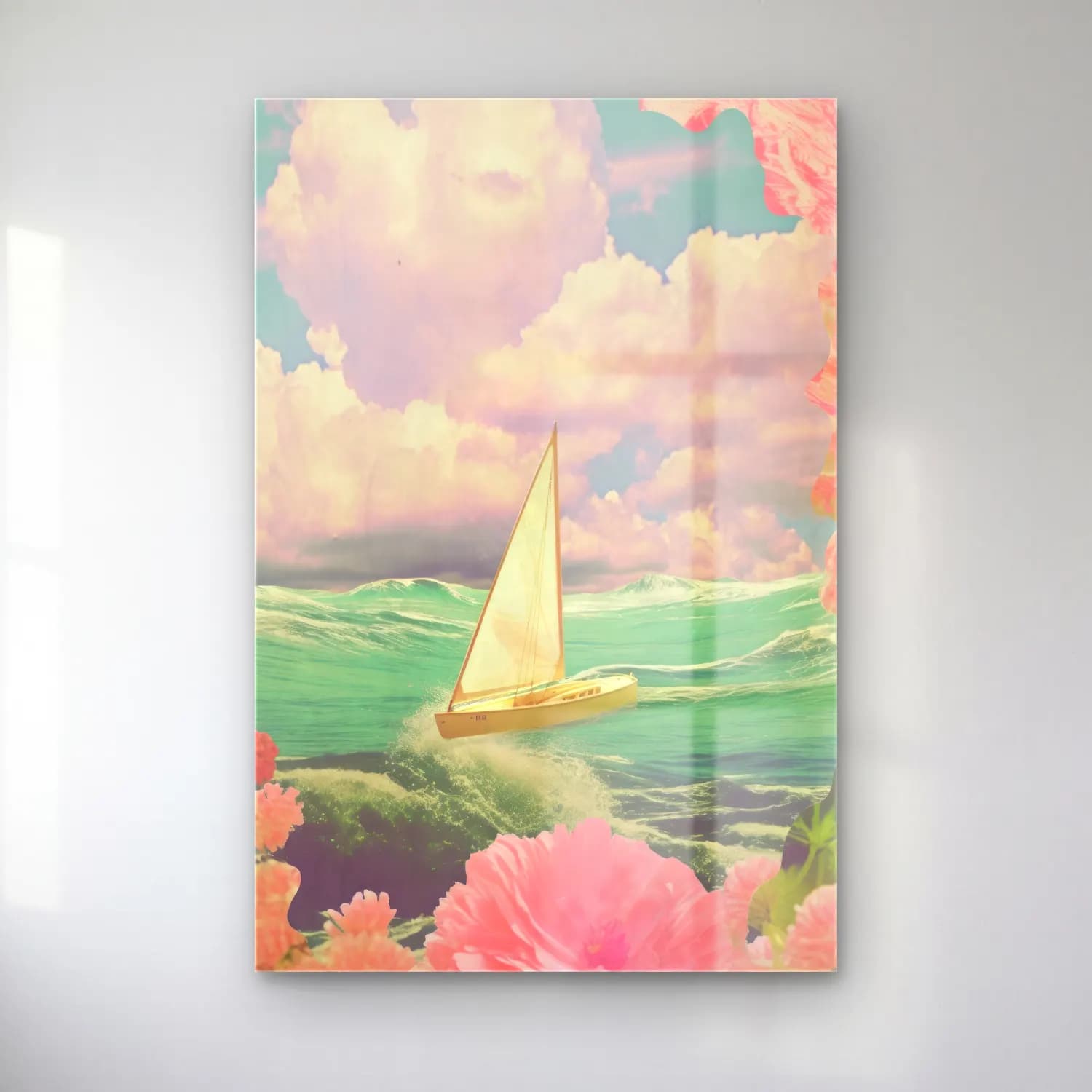 Pastel Yelken Yarışı – Pembe Tonlar cam tablo — Pastel Yelken Yarışı – Pembe Tonlar — pastel yelken yarışı