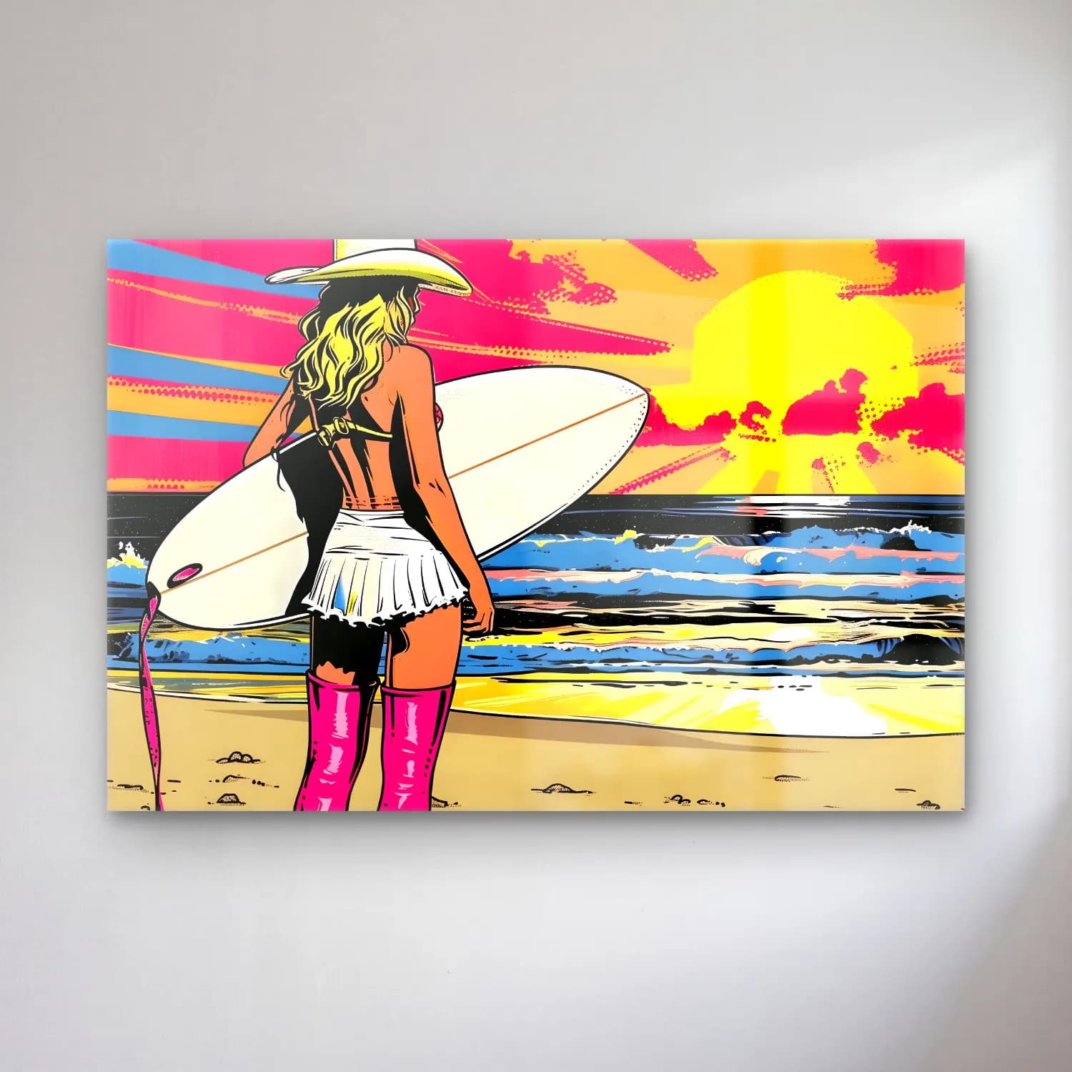 Pop Art Sörf – Pembe Tonlar cam tablo — Pop Art Sörf – Pembe Tonlar — pop art sörf