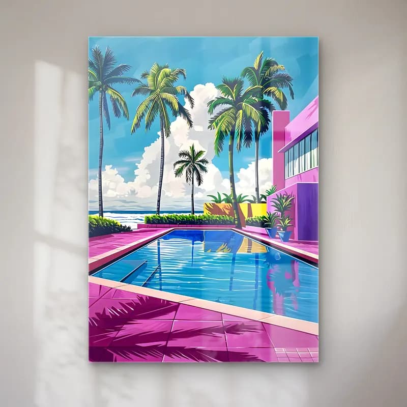 Pastel Palmiyeli Tropik Sahil No. 32 cam tablo — Pastel Palmiyeli Tropik Sahil No. 32 — pastel palmiyeli tropik sahil