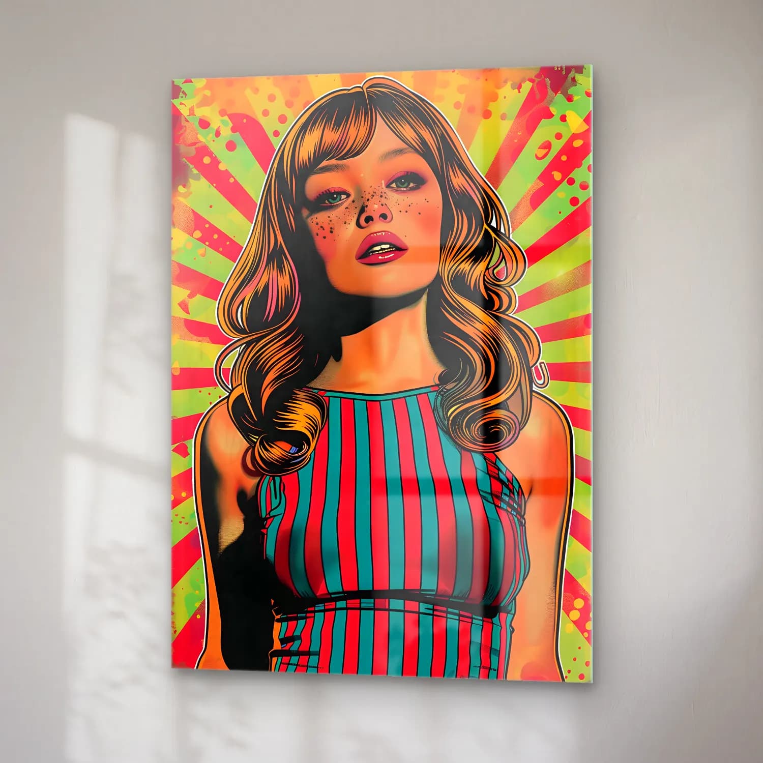 Pop Art Moda İllüstrasyonu No. 17 cam tablo — sağ açıdan görünüm