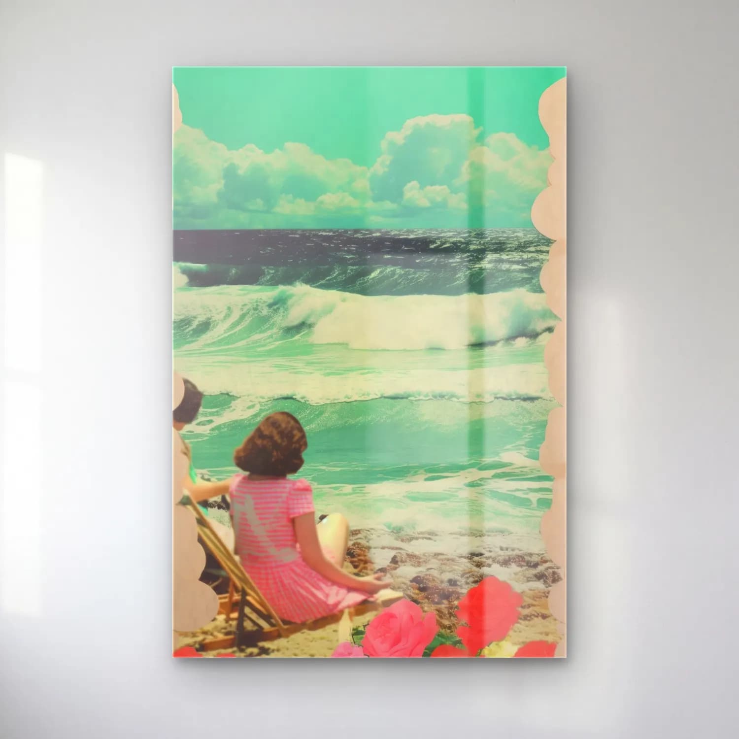 Pastel Sahilde İnsanlar – Turkuaz Tonlar cam tablo — Pastel Sahilde İnsanlar – Turkuaz Tonlar — pastel sahilde i̇nsanlar